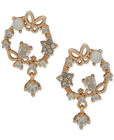 Lonna & Lilly Gold-tone Crystal & Stone Butterfly Drop Earrings In Crystal Wh