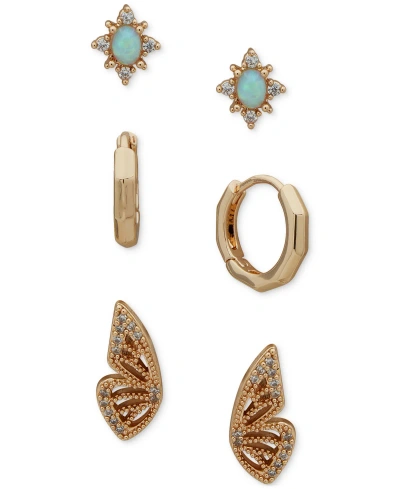 Lonna & Lilly Gold-tone Crystal Butterfly Earrings Set In Crystal Wh