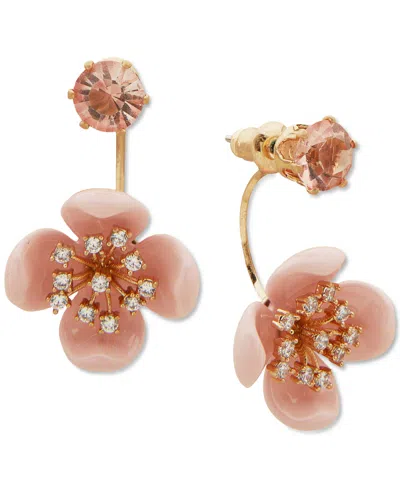Lonna & Lilly Gold-tone Crystal Color Flower Front-to-back Earrings In Pink