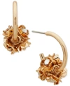 LONNA & LILLY GOLD-TONE CRYSTAL FLOWER CLUSTER C-HOOP EARRINGS