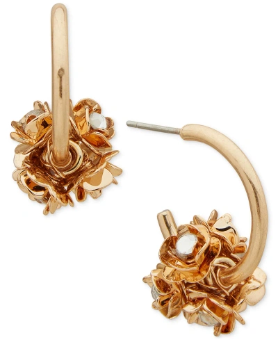 Lonna & Lilly Gold-tone Crystal Flower Cluster C-hoop Earrings