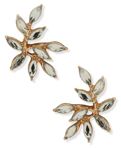 Lonna & Lilly Gold-tone Crystal Leaf Stud Earrings In Transparent