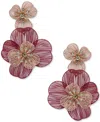 Lonna & Lilly Gold-tone Crystal Openwork Flower Statement Earrings In Pink