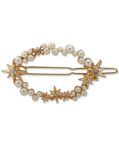 Lonna & Lilly Gold-tone Crystal Star & Imitation Pearl Hair Barrette In White