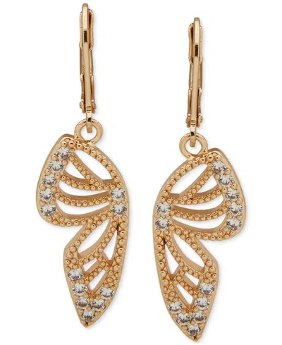 Lonna & Lilly Gold-tone Cubic Zirconia Openwork Butterfly Wing Drop Earrings In White