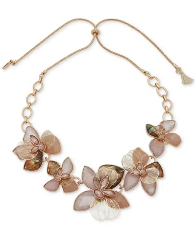 Lonna & Lilly Gold-tone Flower 26" Slider Frontal Necklace