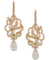 Lonna & Lilly Gold-tone Flower & Cubic Zirconia Openwork Flower Statement Earrings In White