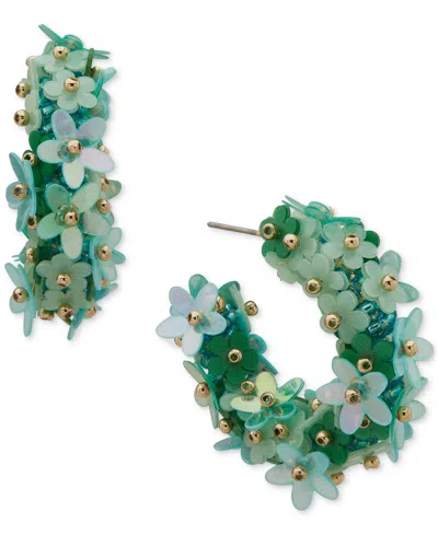 Lonna & Lilly Gold-tone Flower Cluster C-hoop Statement Earrings In Green