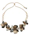 Lonna & Lilly Gold Tone Flower Slider Frontal Necklace In Multi