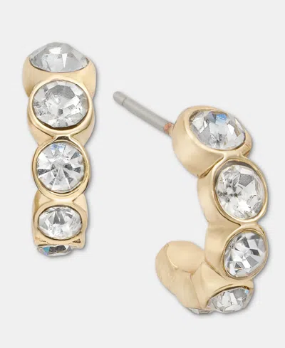 Lonna & Lilly Gold-tone Graduated Crystal Bezel Small Hoop Earrings, 0.5"