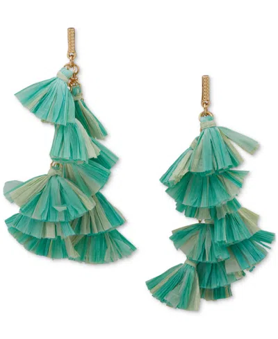 Lonna & Lilly Gold-tone Green Raffia Statement Earrings