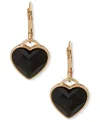 Lonna & Lilly Gold-tone Heart Drop Earrings In Black