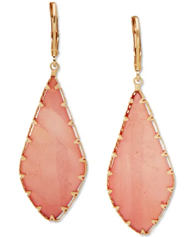 Lonna & Lilly Gold-tone Large Flat Stone Drop Earrings In Coral