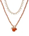 Lonna & Lilly Gold-tone Mixed Bead Layered Pendant Necklace, 16" + 3" Extender In Coral