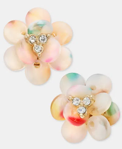 Lonna & Lilly Gold-tone Mixed Color Flower Stud Earrings In Multi