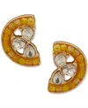 Lonna & Lilly Gold-tone Mixed Crystal Lemon Slice Stud Earrings In Yellow