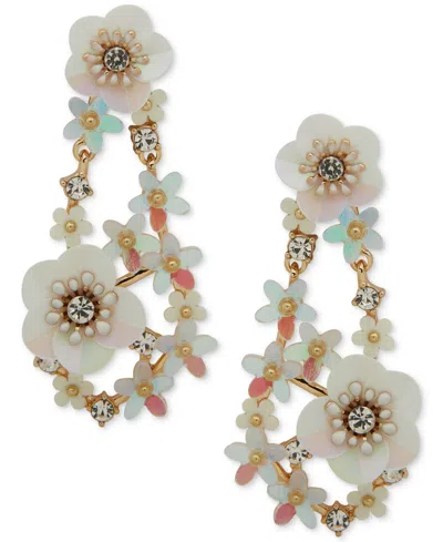 Lonna & Lilly Gold-tone Mixed Stone Flower Chandelier Earrings In Silver