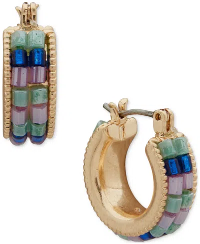 Lonna & Lilly Gold-tone Multi Beaded Small Hoop Earrings, 0.55"