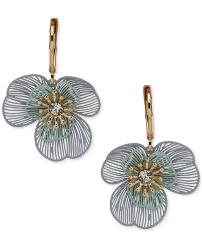 Lonna & Lilly Gold-tone Multi Layered Flower Drop Earrings
