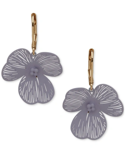 Lonna & Lilly Gold-tone Open Flower Drop Earrings In Lavender