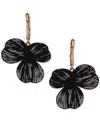 Lonna & Lilly Gold-tone Jet Pave Openwork Flower Drop Earrings In Black