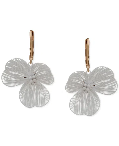 Lonna & Lilly Gold-tone Open Flower Leverback Drop Earrings In White