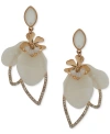 LONNA & LILLY GOLD-TONE PAVE & BEAD FLOWER DROP EARRINGS