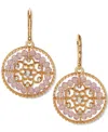 LONNA & LILLY GOLD-TONE PAVE & BEAD FLOWER ROUND DROP EARRINGS