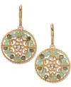 LONNA & LILLY GOLD-TONE PAVE & BEAD FLOWER ROUND DROP EARRINGS