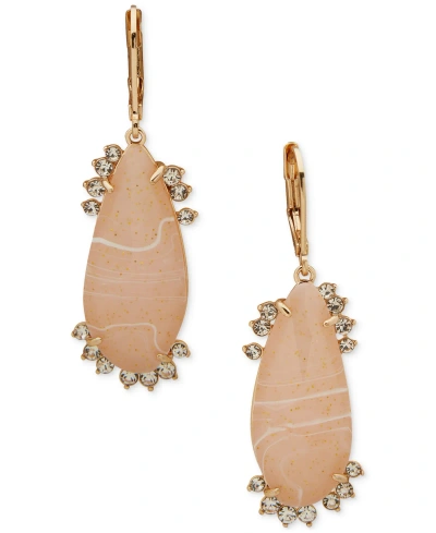 Lonna & Lilly Gold-tone Pave & Blush Crackled Stone Drop Earrings