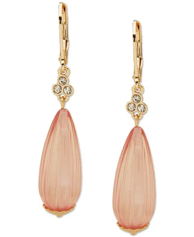 Lonna & Lilly Gold-tone Pave & Fluted Bead Drop Earrings In Blush
