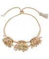 Lonna & Lilly Gold-tone Pave & Imitation Pearl Starburst Slider Bracelet In White