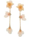 LONNA & LILLY GOLD-TONE PAVE & RIBBON FLOWER LINEAR DROP EARRINGS