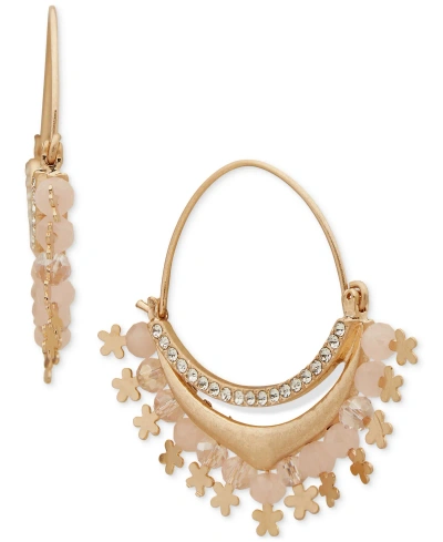 Lonna & Lilly Gold-tone Pave & Shaky Bead Statement Hoop Earrings In Blush
