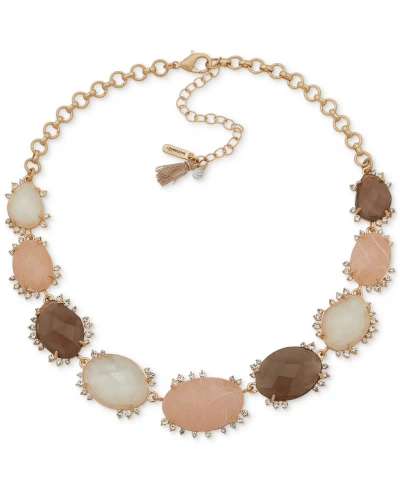 Lonna & Lilly Gold-tone Pave & Stone 16" Statement Necklace In Blush