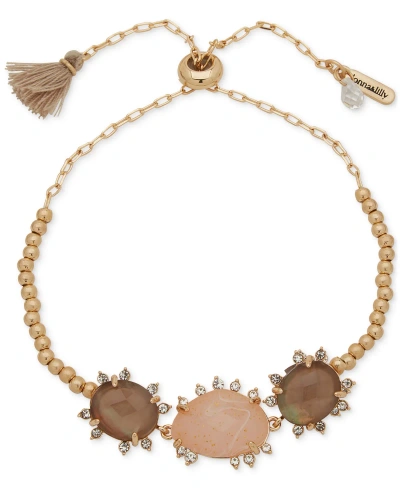 Lonna & Lilly Gold-tone Pave & Stone Slider Bracelet In Blush