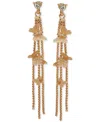 Lonna & Lilly Gold-tone Pave Butterfly Chain Linear Drop Earrings In White
