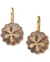 LONNA & LILLY GOLD-TONE PAVE COLOR FLOWER DROP EARRINGS