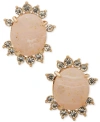 LONNA & LILLY GOLD-TONE PAVE CRACKLED STONE STUD EARRINGS