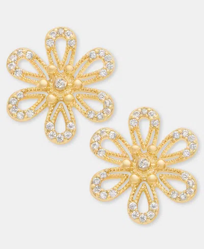 Lonna & Lilly Gold-tone Pave Openwork Flower Stud Earrings