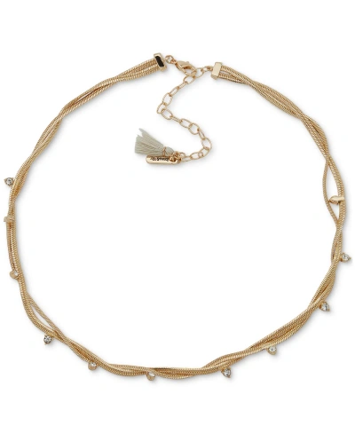 Lonna & Lilly Gold-tone Pave Twisted Collar Necklace, 16" + 3" Extender In Crystal Wh