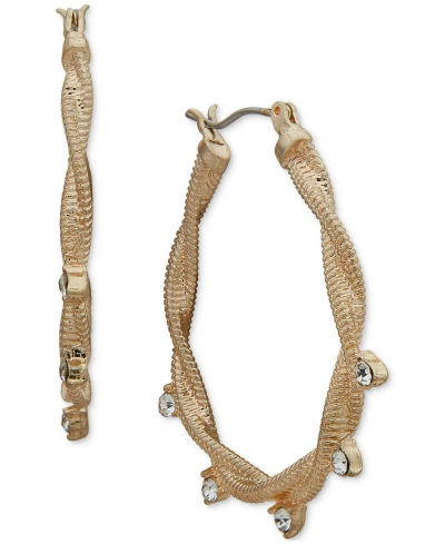 Lonna & Lilly Gold-tone Pave Twisted Hoop Earrings In Crystal Wh