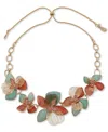 Lonna & Lilly Gold-tone Seafoam Flower 26" Slider Frontal Necklace In Lt,pas Grn