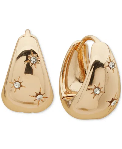 Lonna & Lilly Gold-tone Small Pave Star Puffy Hoop Earrings, 0.5" In Crys