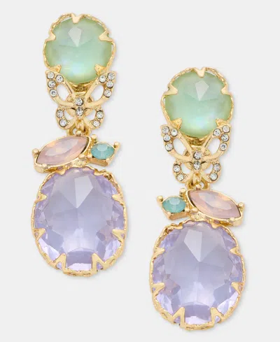 Lonna & Lilly Gold-tone Stone & Butterfly Drop Earrings In Multi