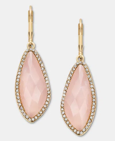 Lonna & Lilly Gold-tone Stone & Pave Halo Drop Earrings In Pink