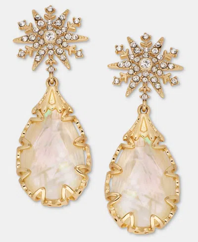 Lonna & Lilly Gold-tone Crystal White Snowflake Drop Earrings
