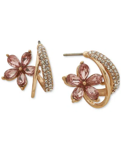 Lonna & Lilly Gold-tone Faux Colored Flower Hoop Earrings
