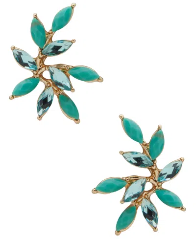 Lonna & Lilly Gold-tone Faux Colored Leaf Stud Earrings In Green