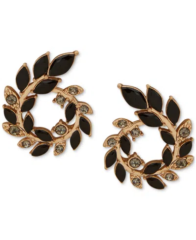 Lonna & Lilly Gold-tone Faux Colored Open Leaf Wreath Earrings In Black